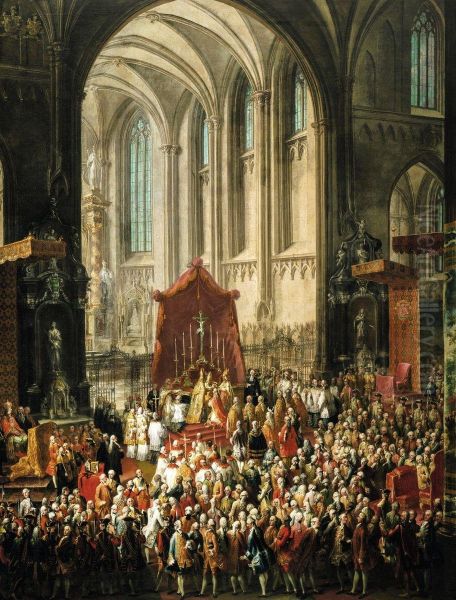 The Coronation of Joseph II as King of the Romans in Frankfurt Cathedral, April 3 1764 Oil Painting by Martin Van Meytens