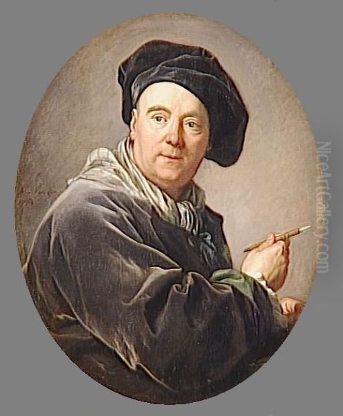 Portrait ofCarle van Loo, painter Oil Painting by Louis-Michel Van Loo