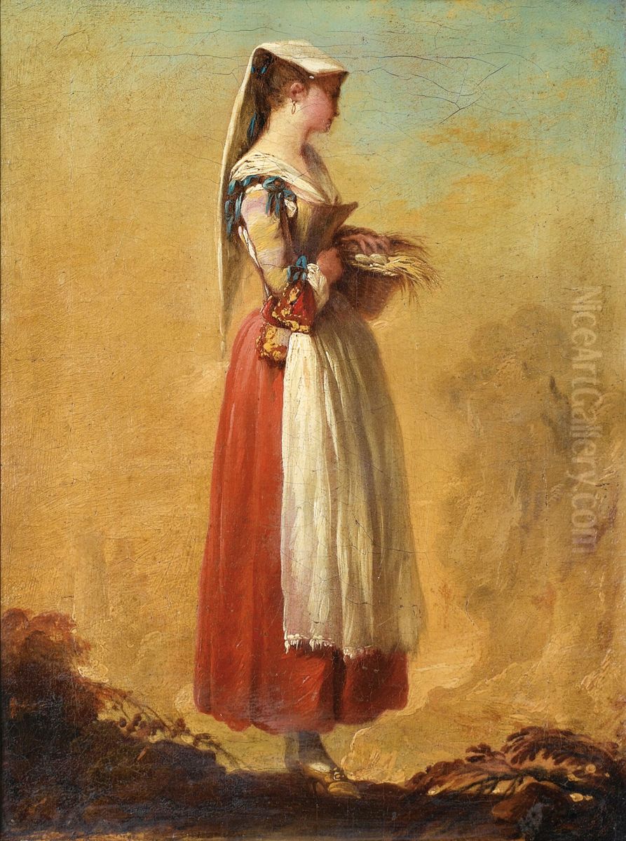 Girl from Frascati Oil Painting by Jean Barbault Girl from Frascati Oil Painting by Jean Barbault