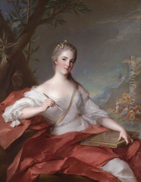 Marie-Genevieve Boudrey as a muse Oil Painting by Jean-Marc Nattier