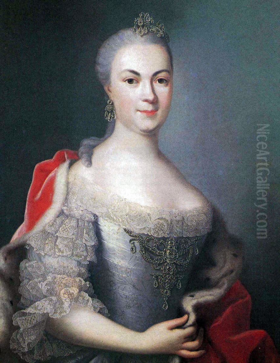 Portrait ofCountess Maria Louise Albertine of Leiningen-Falkenburg-Dagsburg(1729-1818), wife ofPrince Georg Wilhelm of Hesse-Darmstadt Oil Painting by Johann Christian Fiedler