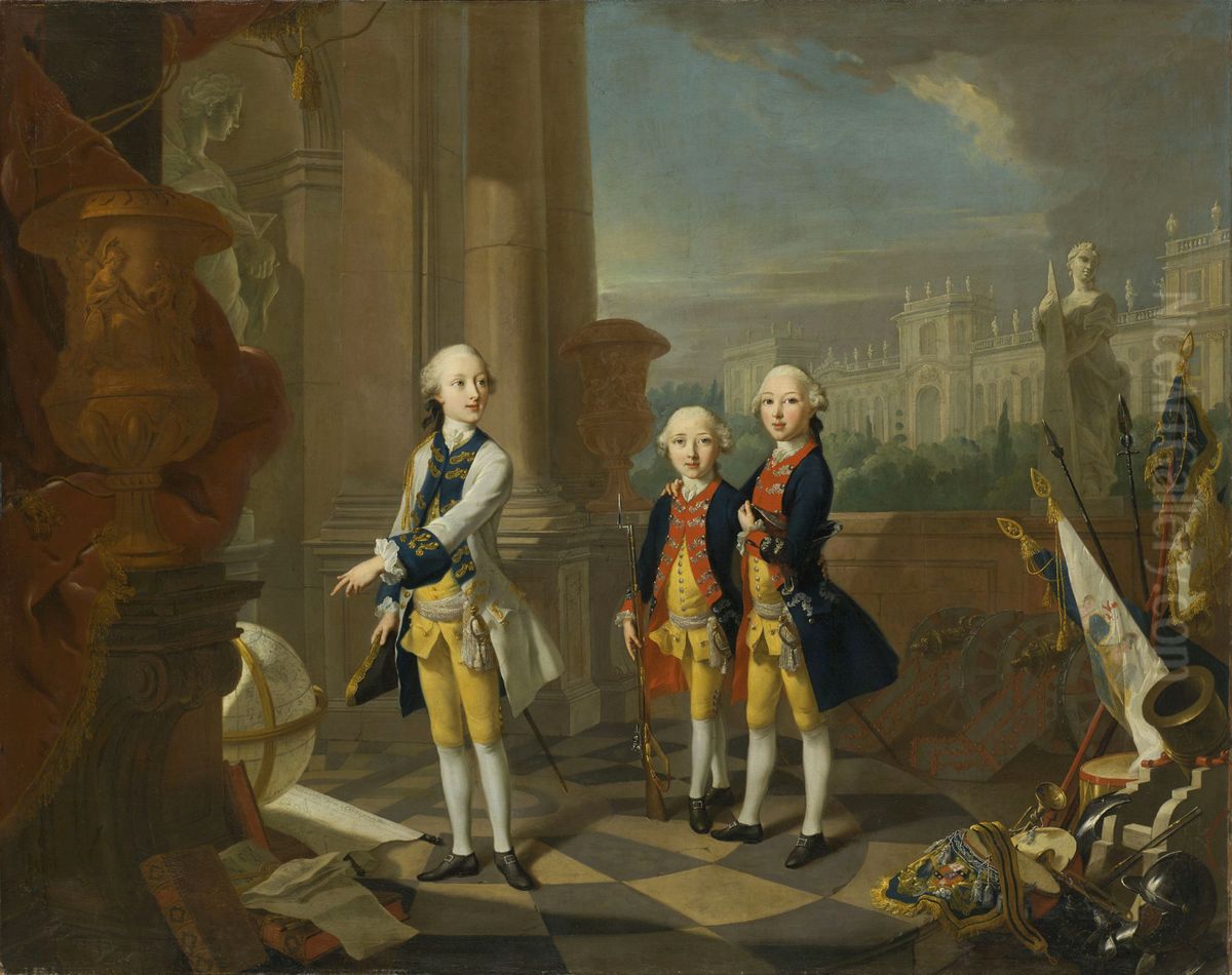 The three sons of Frederick II, Landgrave of Hesse-Kassel Oil Painting by Johann Heinrich Tischbein