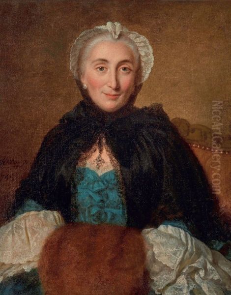 Ritratto di Madame Marie-Therese Rodet Geoffrin (1699-1778) Oil Painting by Pierre Allais