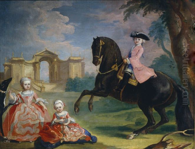 The children of Count Vorontsov Oil Painting by Georg Caspar Prenner