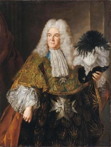 Portrait d'Antoine Crozat, marquis du Chatel (vers 1655-1738), revetu de l'habit de l'Ordre du Saint Esprit dont il fut le Grand Tresorier de 1715 a 1724 Oil Painting by Alexis Simon Belle
