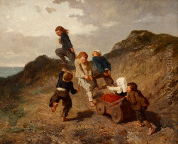 Pull up the hill Oil Painting by Evariste Vital Luminais