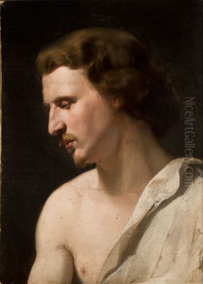 Academic Study - Young Man Oil Painting by Jan Matejko