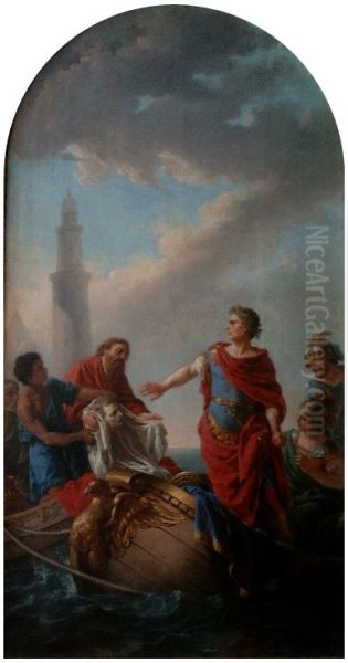 Caesar's remorse at the death of Pompey. Oil Painting by Louis-Jean-Francois Lagrenee