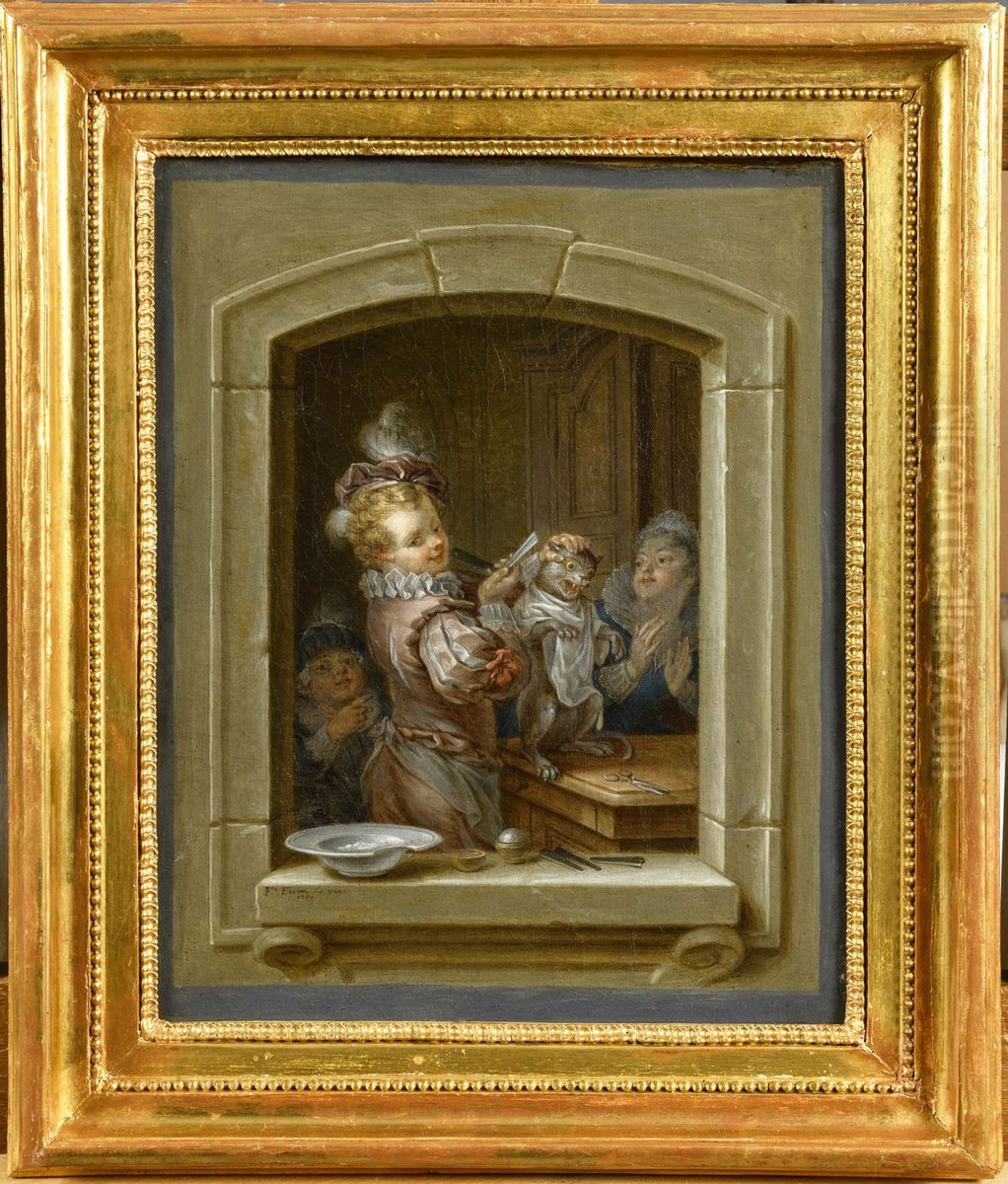 The cat's' toilette Oil Painting by Francois Eisen