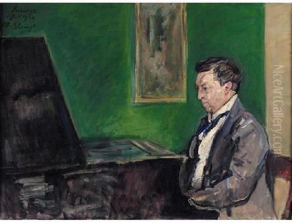 Conrad Ansorge am Klavier Oil Painting by Max Slevogt