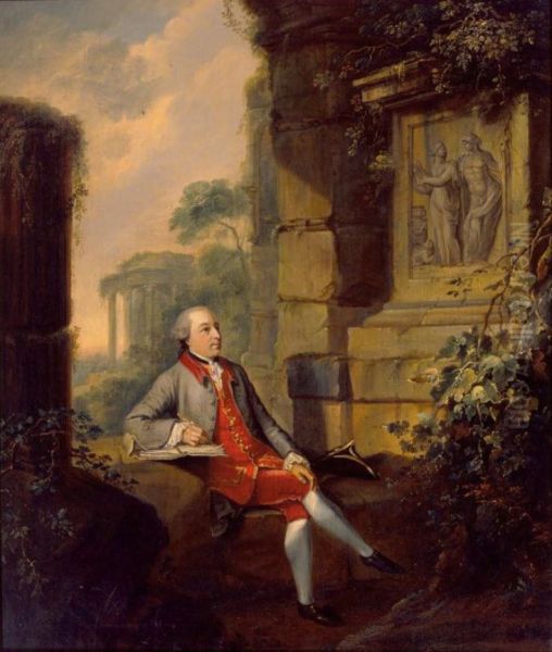 Erasmus Ritter (1726-1805), Architekt. Oil Painting by Johann Ludwig Aberli