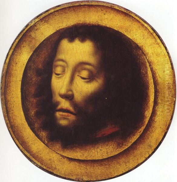 Het hoofd van Johannes de Doper op een schotel Oil Painting by Aelbrecht Bouts