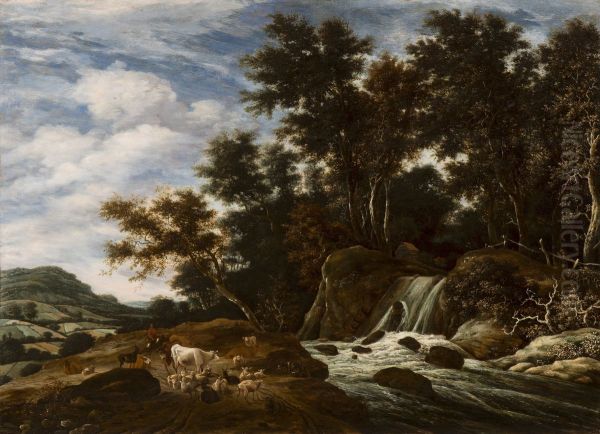 The Cascade Oil Painting by Jacob Salomonsz van Ruysdael