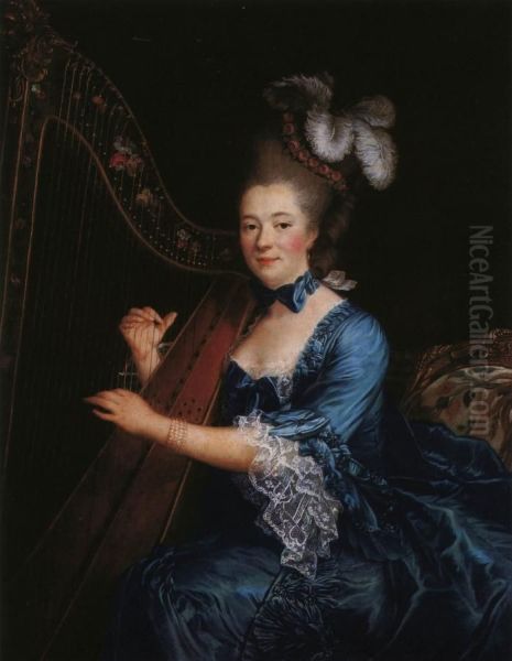 Portrait of Genevieve Rinteau de Verrieres, (1730-1775) Mistress of Maurice de Saxe Oil Painting by Francois-Hubert Drouais