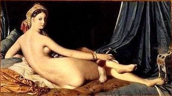 Odalisque couchee, La grande Odalisque Oil Painting by Jean Auguste Dominique Ingres