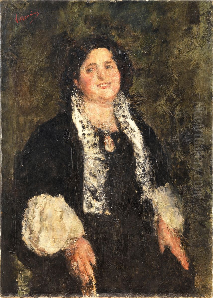 Portrait of a lady Oil Painting by Antonio Mancini