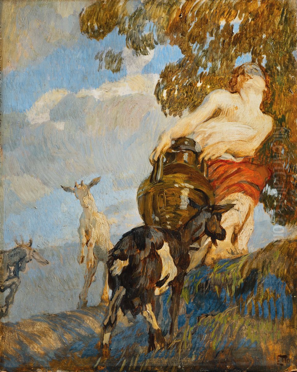 L'anfora Oil Painting by Ettore Tito