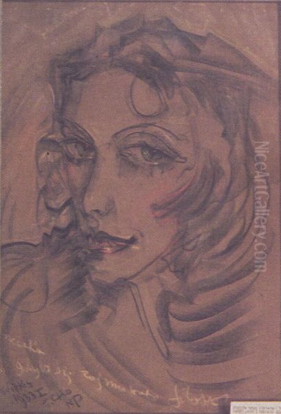 Portret Janiny Turowskiej-Leszczynskiej Oil Painting by Stanislaw Ignacy Witkiewicz