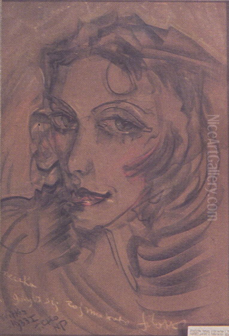 Portrait of Janina Turowska-Leszczynska Oil Painting by Stanislaw Ignacy Witkiewicz (Witkacy)