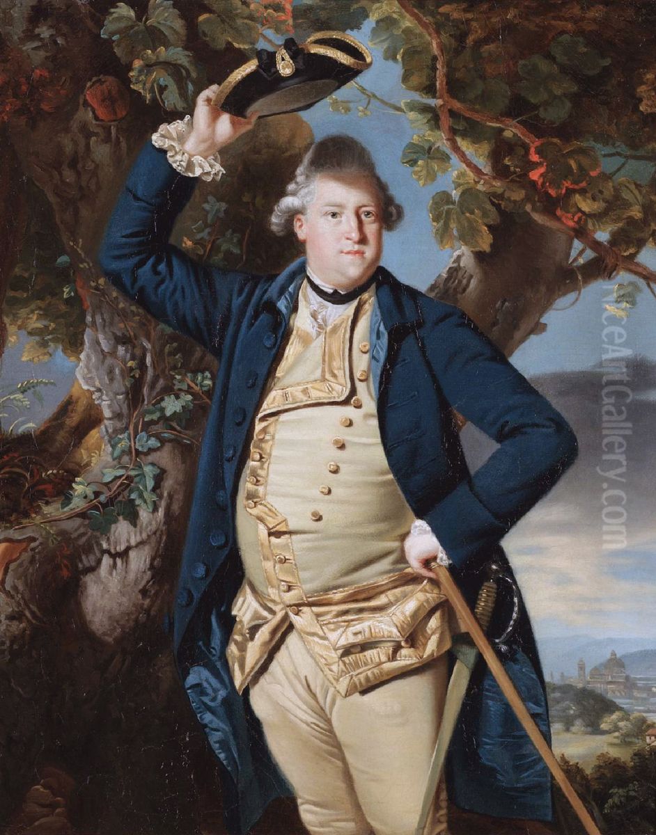 George Nassau Clavering, 3rd Earl of Cowper (1738-1789), Florence beyond Oil Painting by Johann Zoffany