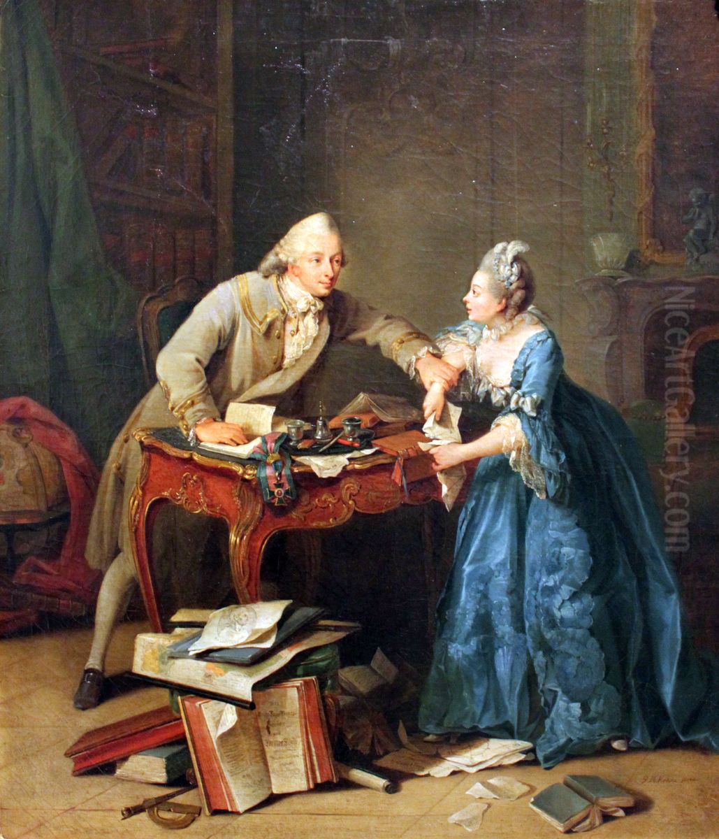 Zwischen Wissenschaft und Ehe Oil Painting by Georg Melchior Kraus