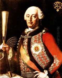 grof Palffy Lipot (1716-1773) tabornagy, koronaor, magyarorszagi fohadparancsnok, a magyar nemesi testorseg elso kapitanya testorkapitanyi egyenruhaban. Korabeli festmeny