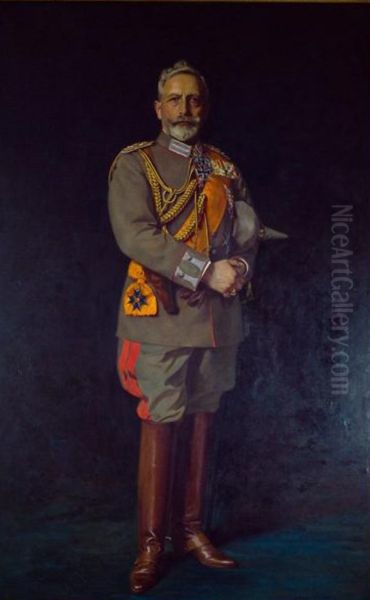 Keizer Wilhelm II in generaalsuniform Oil Painting by Alfred Schwarz