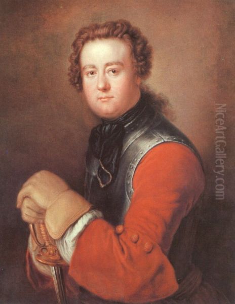 Portrait of Georg Wenzeslaus von Knobelsdorff Oil Painting by Antoine Pesne