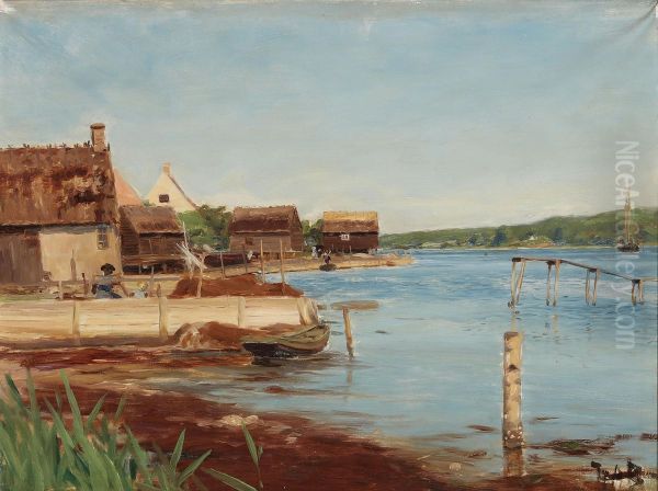 View of Roskilde Fjord at Jyllinge. Oil Painting by H. A. Brendekilde