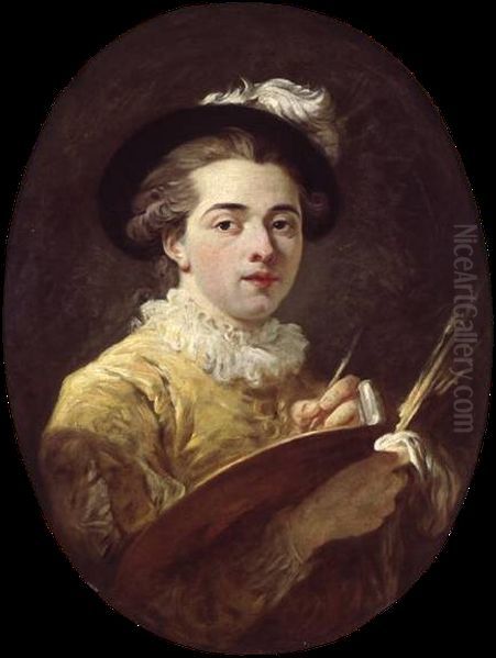 Self-portrait in a Renaissance costume Oil Painting by Jean-Honore Fragonard