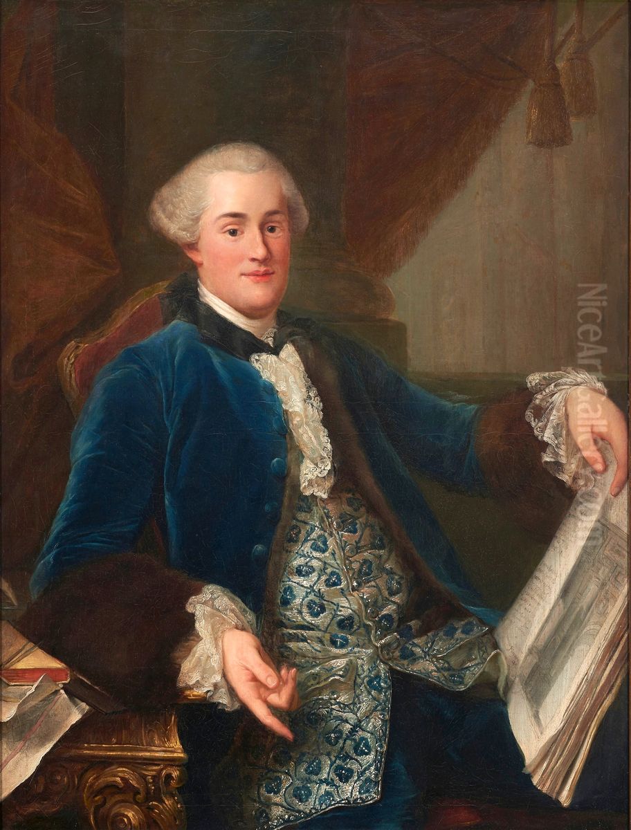 Portret mezczyzny z atrybutami architekta Oil Painting by Marcello Bacciarelli
