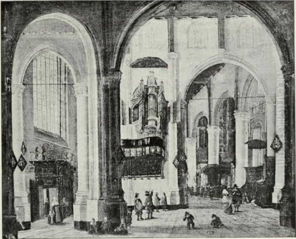 Interior of a Gothic Church Oil Painting by unknown
