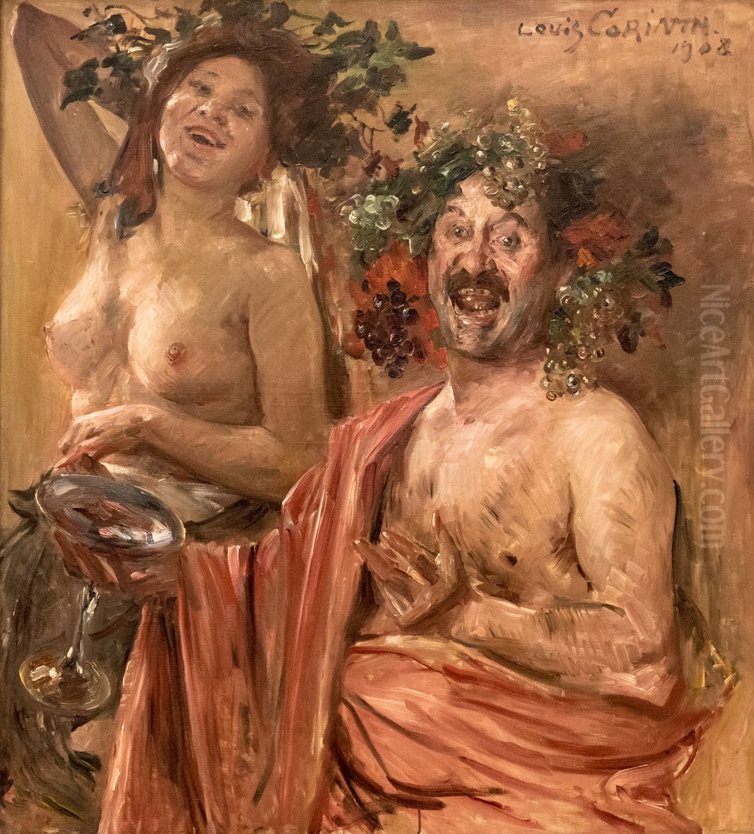 A Bacchanalian Couple Oil Painting by Lovis (Franz Heinrich Louis) Corinth