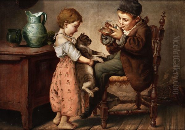 Cat and mouse Oil Painting by Antonio Rotta