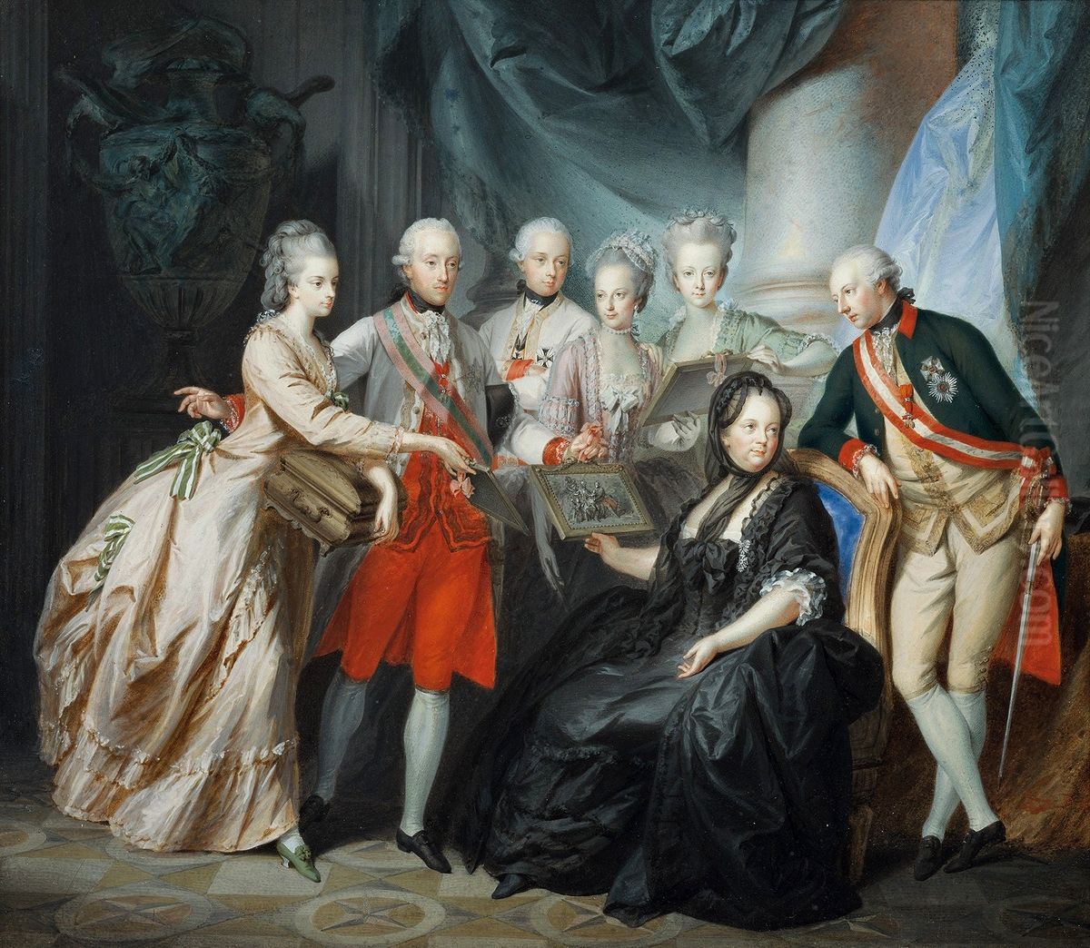 Empress Maria Theresa with Her Children Oil Painting by Heinrich Fuger