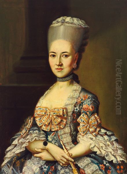Portrait of a noble young woman Oil Painting by Georg Andreas Hoffmann