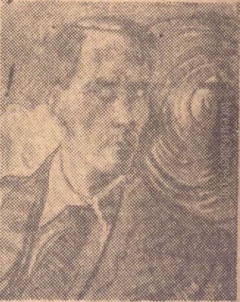 Self portrait, with a mirror in the background Oil Painting by Stanislaw Ignacy Witkiewicz
