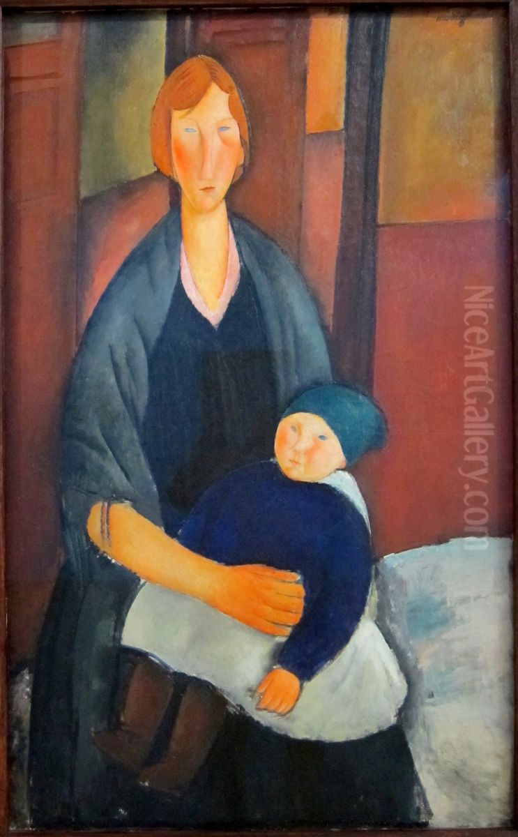Motherhood Oil Painting by Amedeo Modigliani