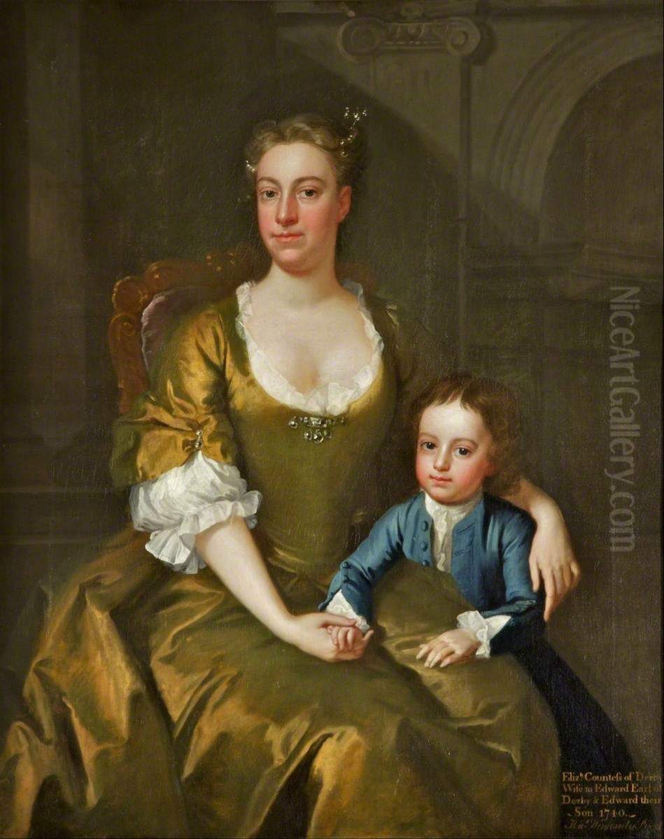 Elizabeth (1694-1776), Countess of Derby and Her Son, the Honourable Edward Stanley (c.1732-1745) Oil Painting by Hamlet Winstanley