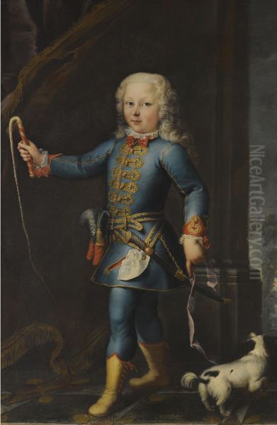 Portrait of Michele Antonio Saluzzo with his dog Oil Painting by Maria Giovanna Clementi