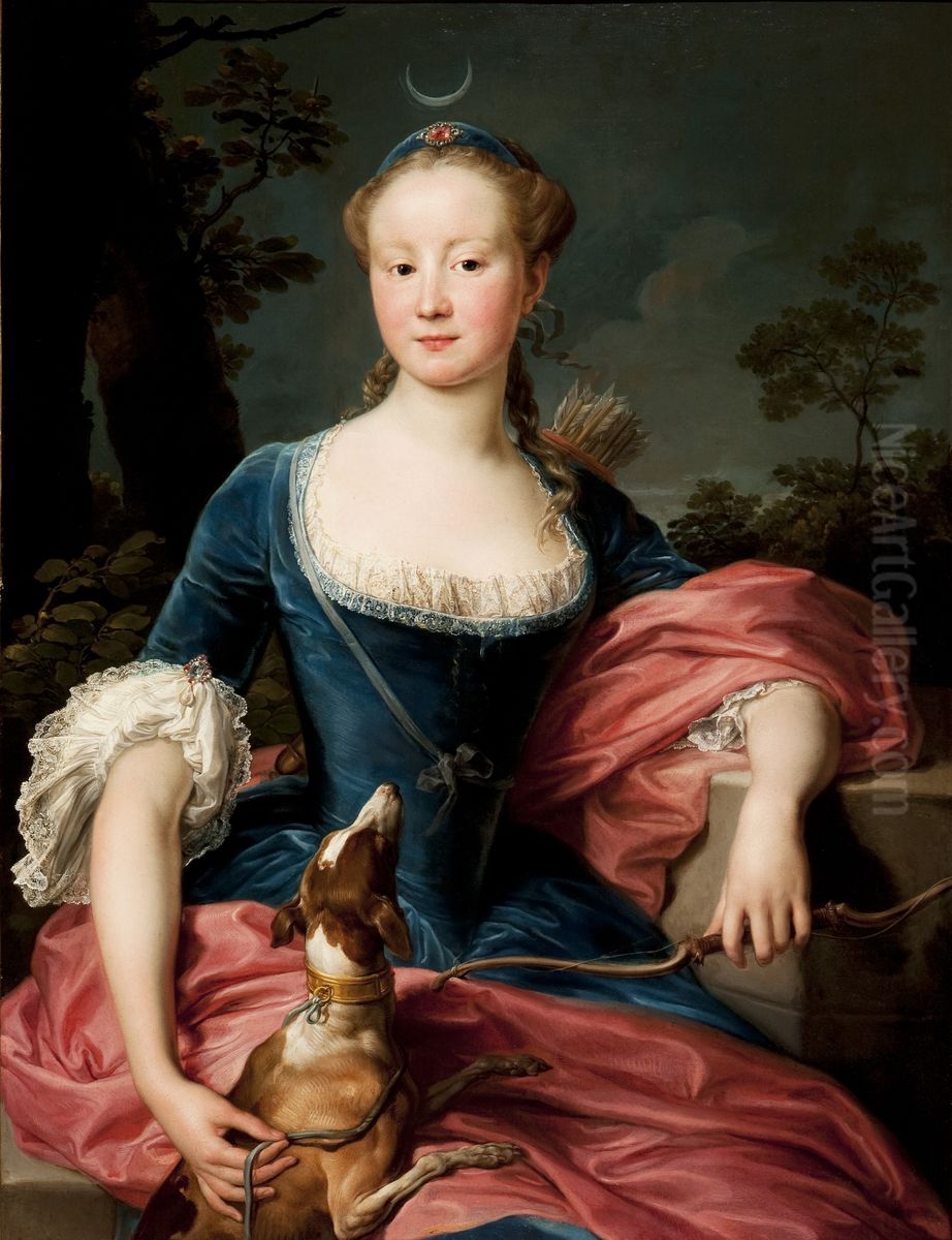 Portrait of a Lady as Diana the Huntress Oil Painting by Pompeo Batoni
