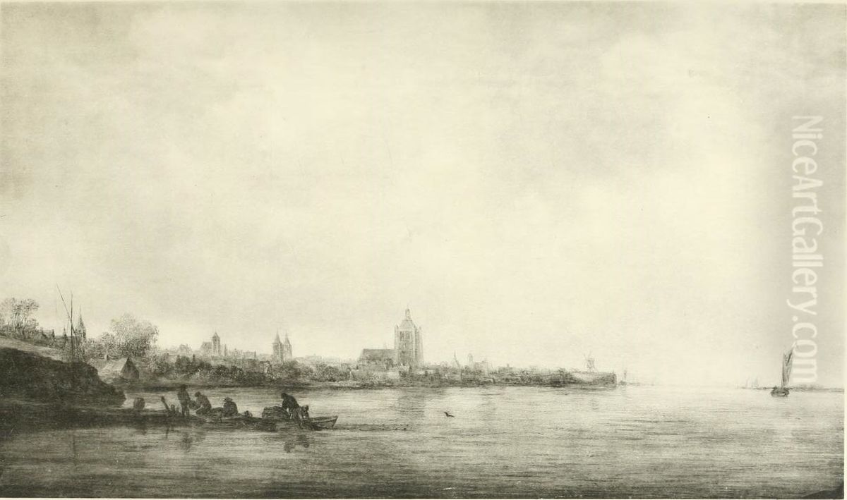 View of the Rhine and Arnhem from the southwest Oil Painting by Jan van Goyen