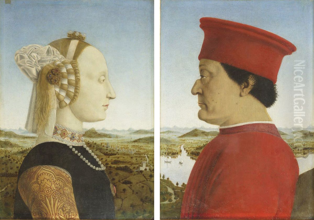 Portraits of the Duke and Duchess of Urbino, Federico da Montefeltro and Battista Sforza Oil Painting by Piero della Francesca