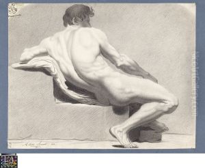 seated male nude, seen from behind