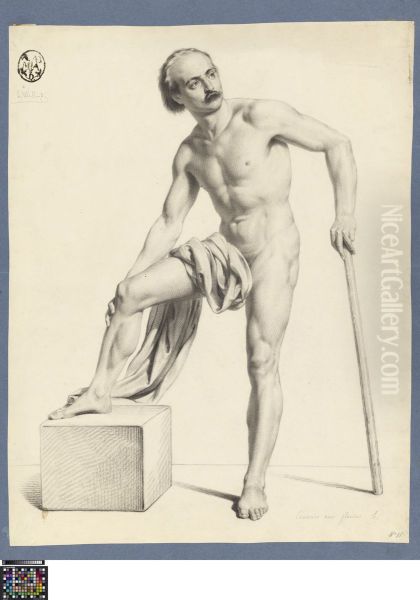 standing male nude Oil Painting by Bernard-Romain Julien