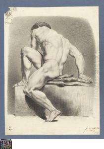 seated male nude, seen from behind