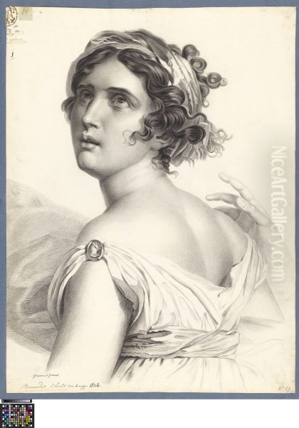 half-figure of Corinne Oil Painting by Francois Gerard