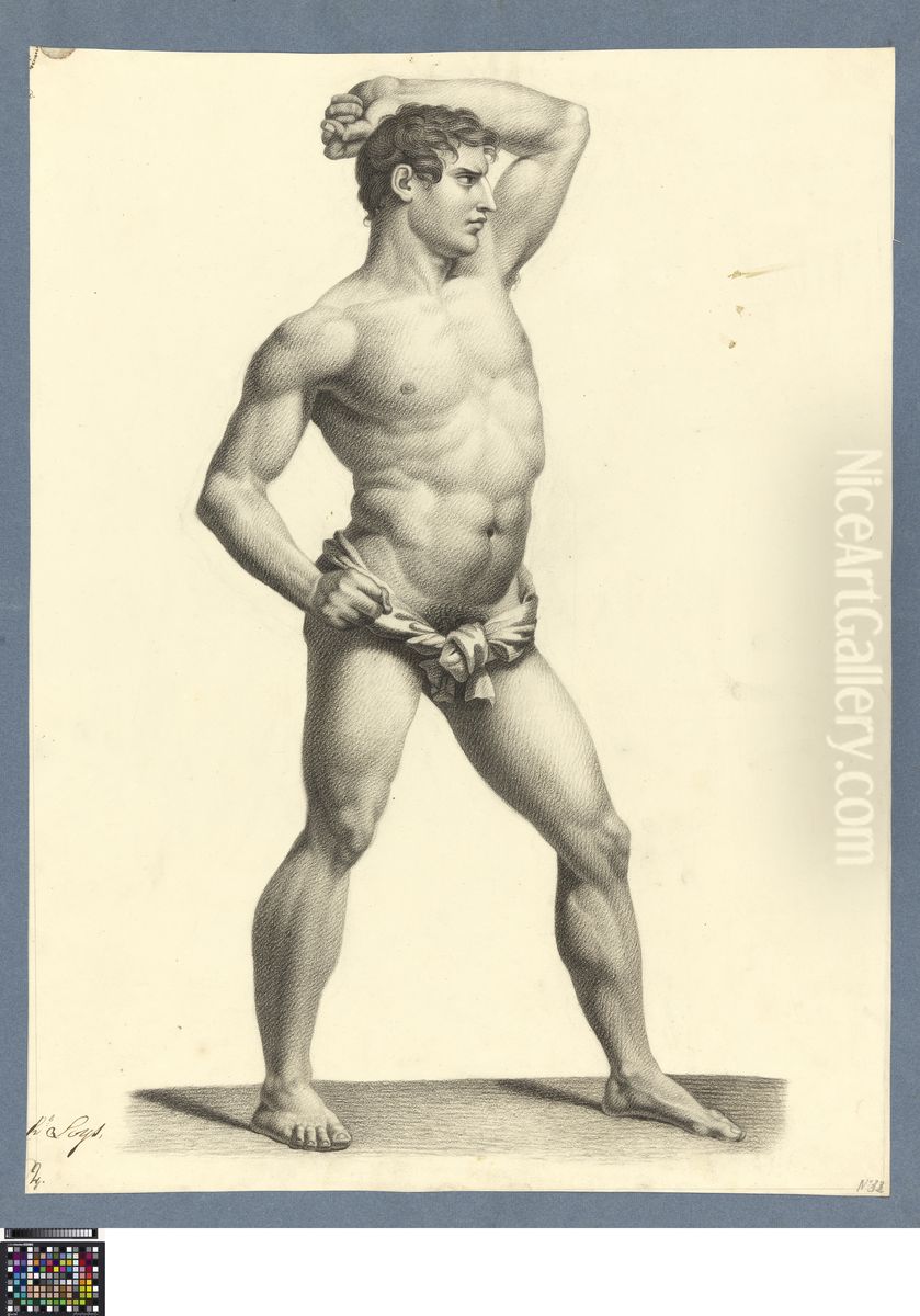 standing wrestler Oil Painting by Carolus Loys