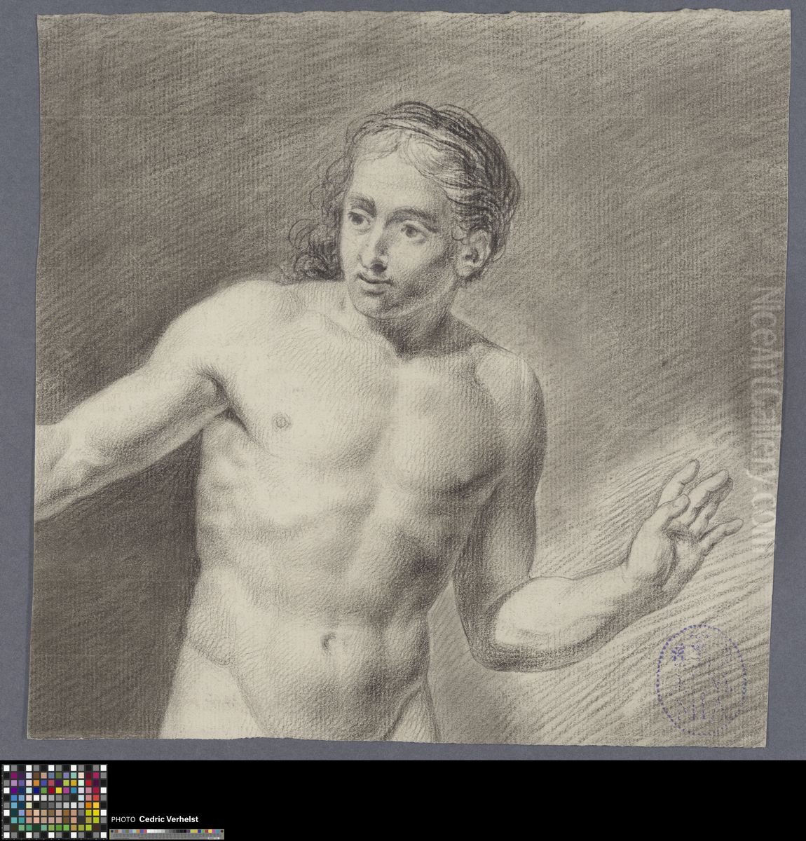 standing male nude Oil Painting by Ignatius Josephus van Regemorter