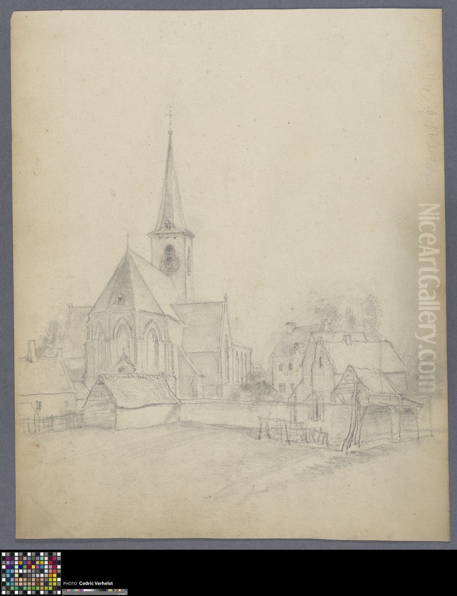 townscape with a church and houses Oil Painting by Musea Brugge townscape with a church and houses Oil Painting by Musea Brugge